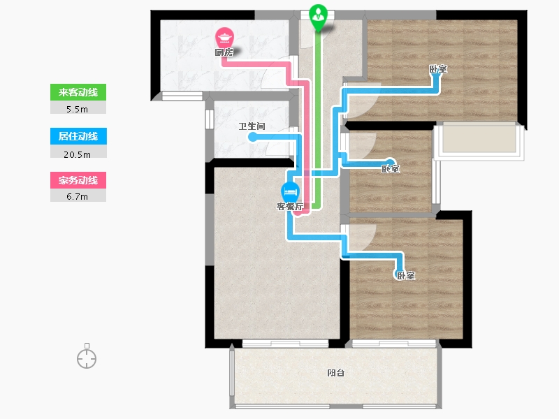 河南省-南阳市-建业壹号城邦-70.71-户型库-动静线