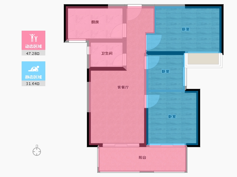 河南省-南阳市-建业壹号城邦-70.71-户型库-动静分区