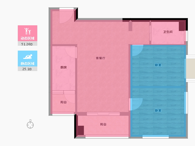 河南省-南阳市-财富公馆二期-68.25-户型库-动静分区