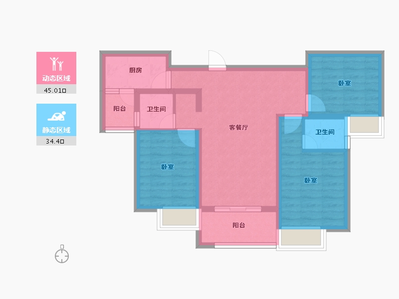 河南省-信阳市-林溪佳苑-69.34-户型库-动静分区