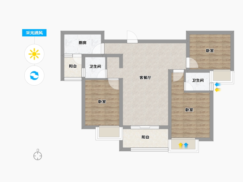 河南省-信阳市-林溪佳苑-69.34-户型库-采光通风