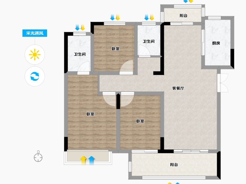 河南省-南阳市-淅川建业城-108.00-户型库-采光通风