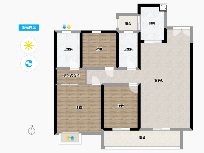 山东省-临沂市-拉菲公馆-112.00-户型库-采光通风