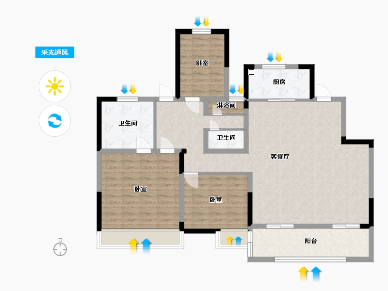 河南省-许昌市-康桥九溪天悦-117.48-户型库-采光通风