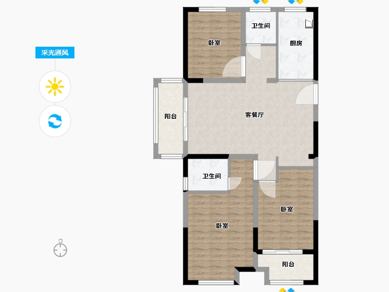 河南省-商丘市-源天·公园壹号-102.15-户型库-采光通风