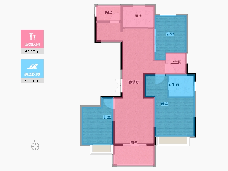 河南省-郑州市-世茂振兴璀璨熙湖-108.30-户型库-动静分区