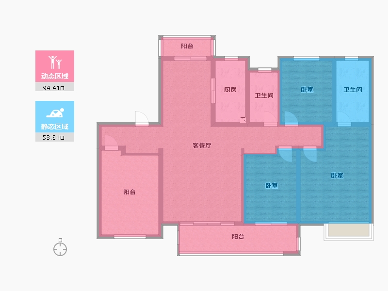 河南省-许昌市-建业百城天地-131.99-户型库-动静分区