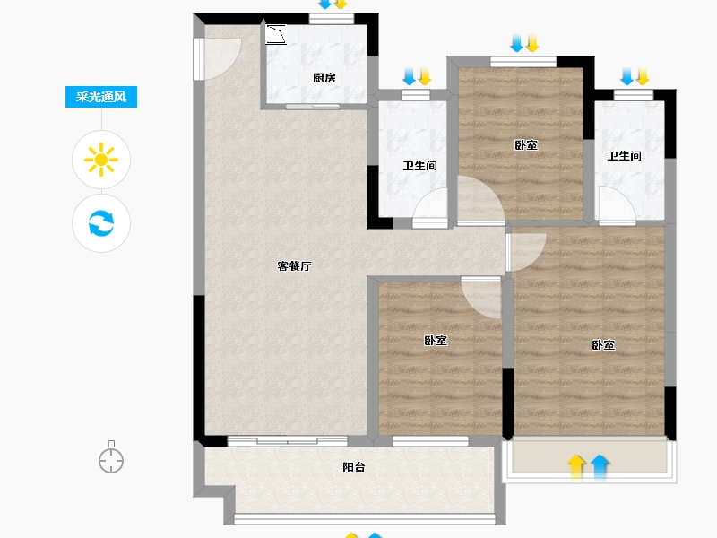 河南省-南阳市-中梁首府-92.00-户型库-采光通风