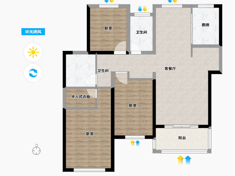 河南省-南阳市-建业壹号城邦-111.00-户型库-采光通风