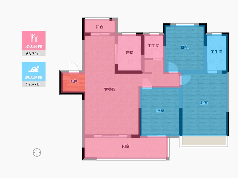 河南省-许昌市-禹州建业春天里-107.99-户型库-动静分区