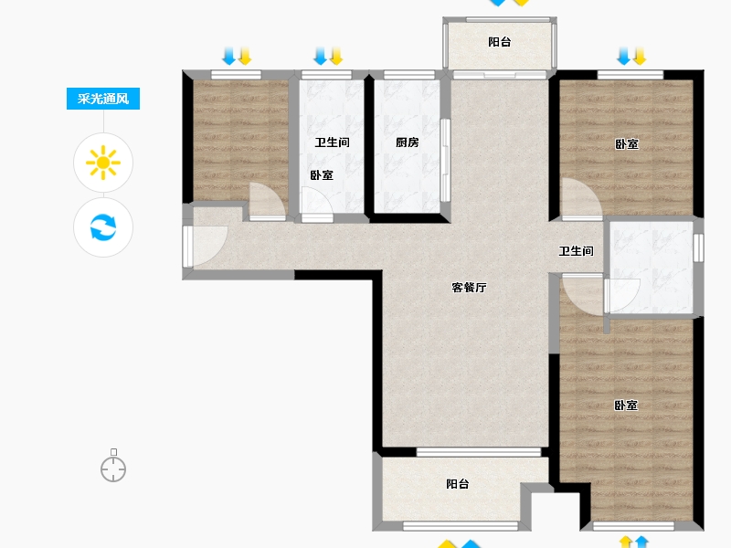 河南省-南阳市-建业壹号城邦-105.00-户型库-采光通风