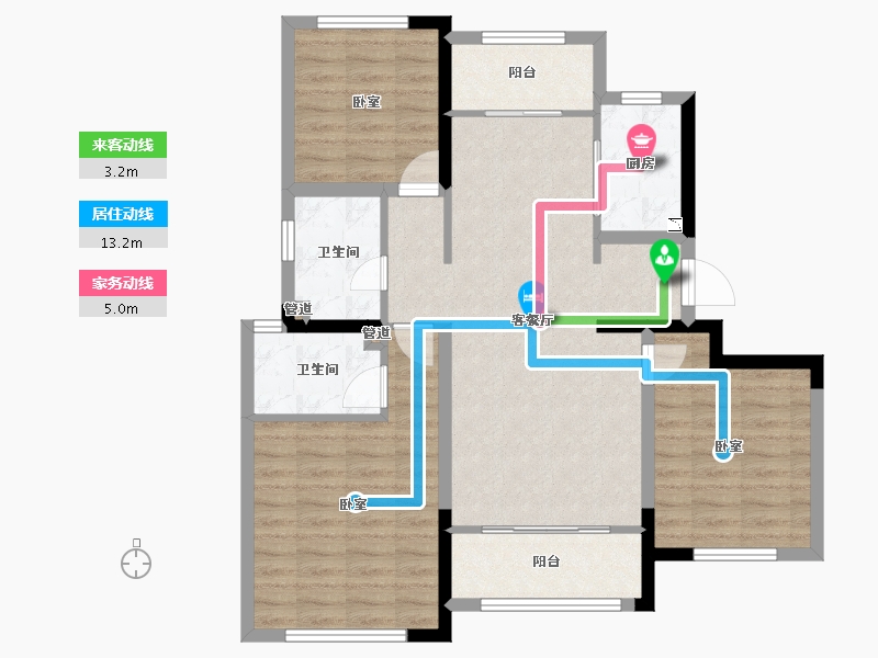 山东省-青岛市-蓝城玉蘭公馆-91.90-户型库-动静线