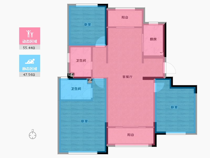 山东省-青岛市-蓝城玉蘭公馆-91.90-户型库-动静分区