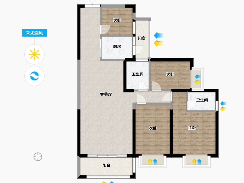 云南省-曲靖市-麒麟嘉园-102.00-户型库-采光通风