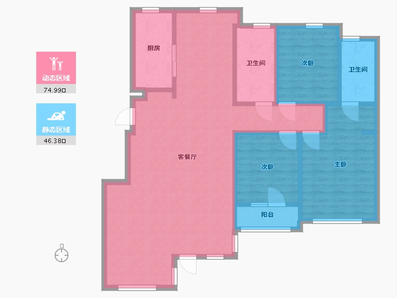 辽宁省-大连市-一方天鹅湖-109.89-户型库-动静分区