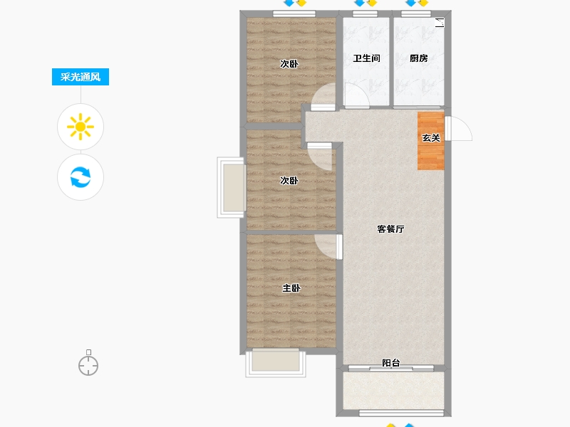 山东省-淄博市-金城春和园-93.00-户型库-采光通风