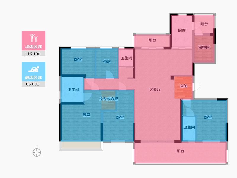 河南省-许昌市-碧桂园凤凰城-184.01-户型库-动静分区