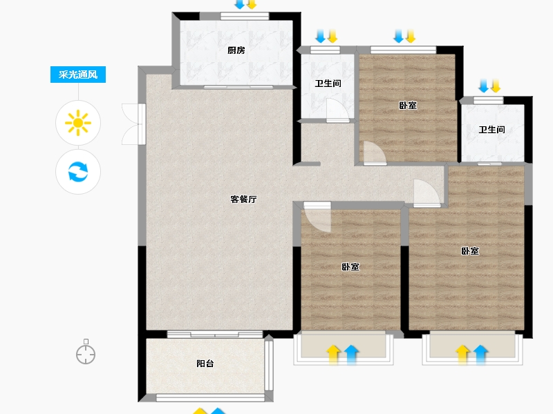 河南省-漯河市-东方今典境界-105.00-户型库-采光通风