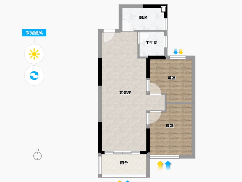 河南省-南阳市-南阳恒大帝景-64.92-户型库-采光通风