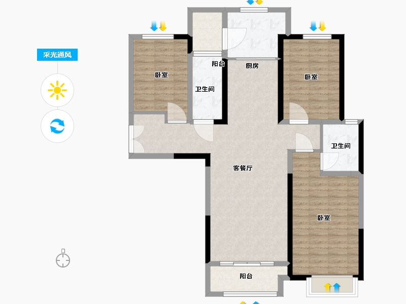 河南省-漯河市-建业西城森林半岛三期·云熙府-108.00-户型库-采光通风