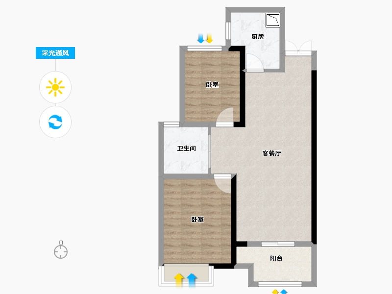 河南省-郑州市-鑫苑金水观城-70.00-户型库-采光通风