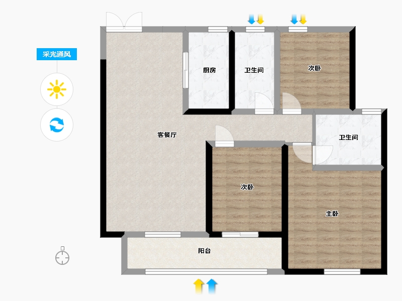 山东省-临沂市-拉菲公馆-105.00-户型库-采光通风