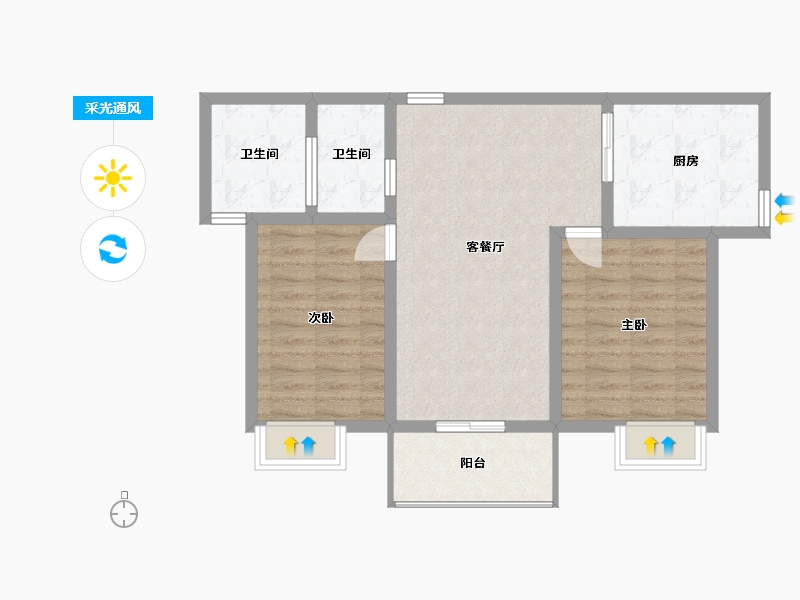 山东省-临沂市-焦庄佳园-73.95-户型库-采光通风