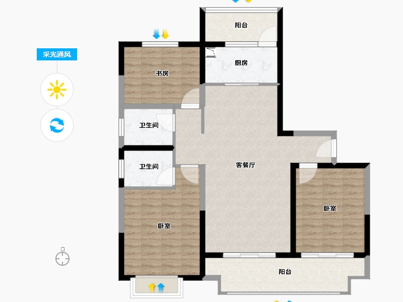 河南省-郑州市-大发融悦四季-108.00-户型库-采光通风