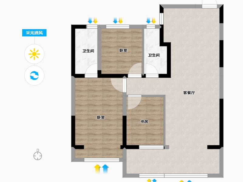 河南省-郑州市-电建地产泷悦华庭-87.00-户型库-采光通风