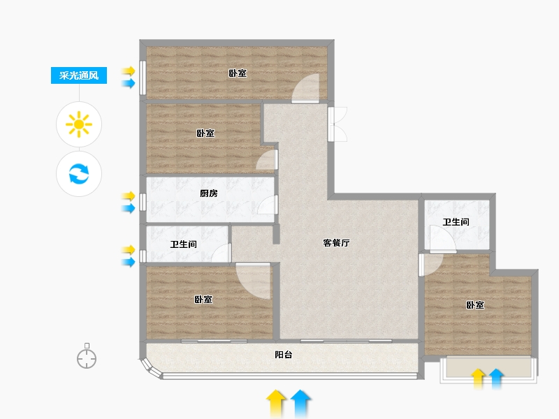 河南省-郑州市-宝能郑州中心-129.00-户型库-采光通风