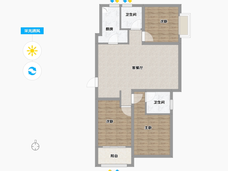 山东省-济南市-世茂原山首府-90.00-户型库-采光通风