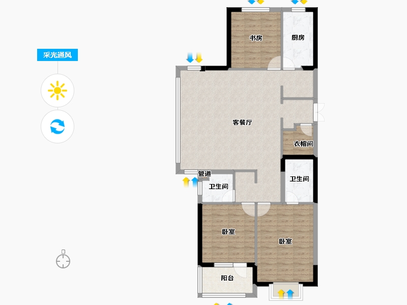 山东省-青岛市-新都朗悦-102.26-户型库-采光通风