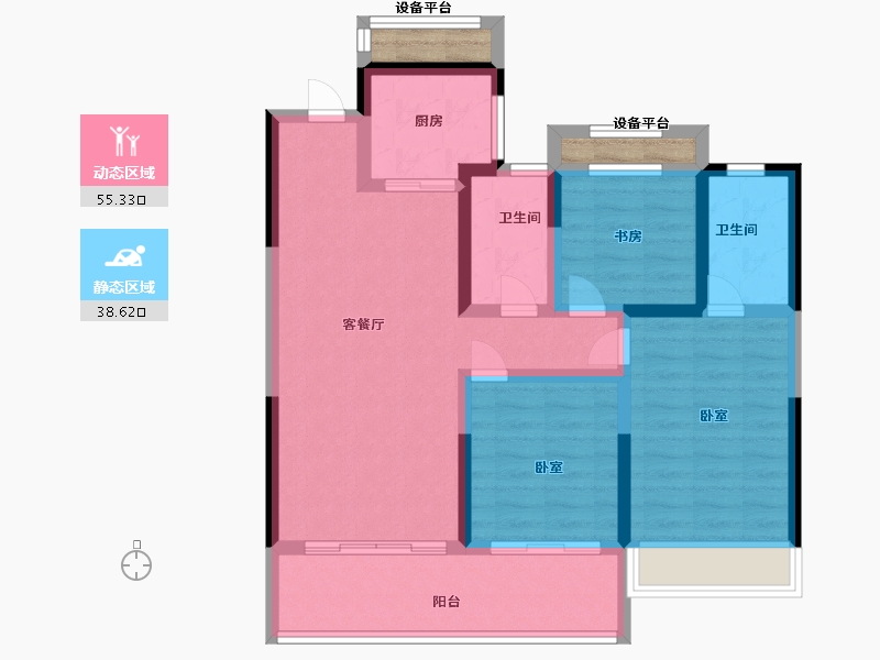 浙江省-温州市-世茂璀璨瓯江-85.99-户型库-动静分区