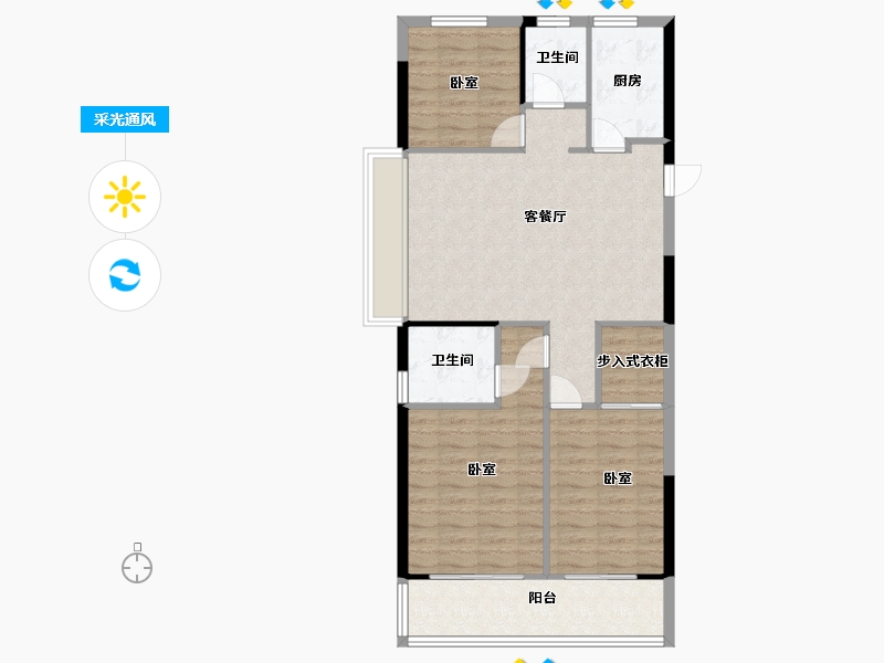 浙江省-温州市-大家天阳雲天美筑-90.01-户型库-采光通风