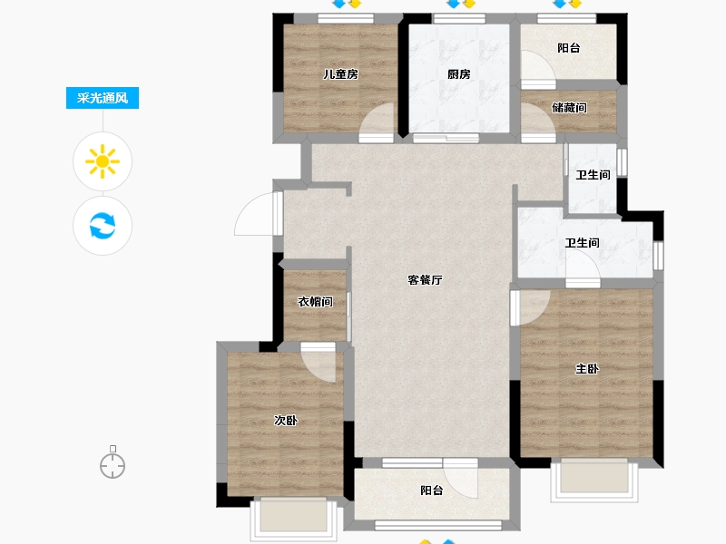 山东省-青岛市-昆仑樾-94.00-户型库-采光通风