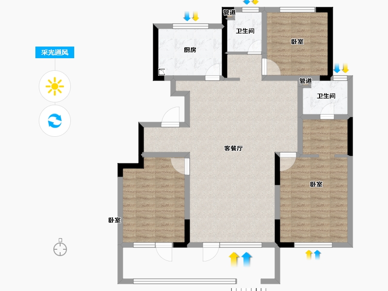 山东省-青岛市-绿地国际花都-100.00-户型库-采光通风