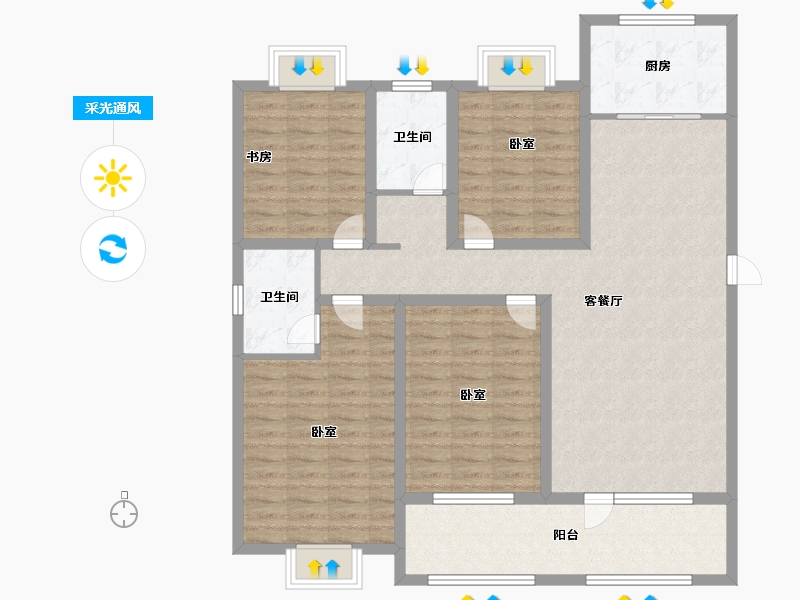 山东省-济宁市-兖州瑞马名门-124.99-户型库-采光通风