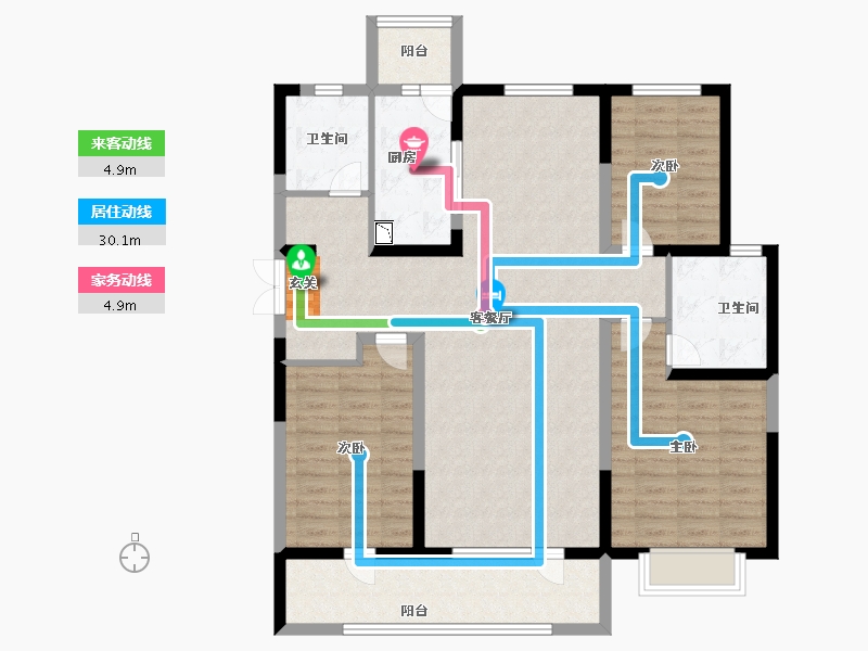 山东省-淄博市-淄博富力万达广场-117.00-户型库-动静线