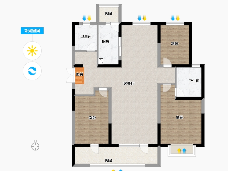 山东省-淄博市-淄博富力万达广场-117.00-户型库-采光通风