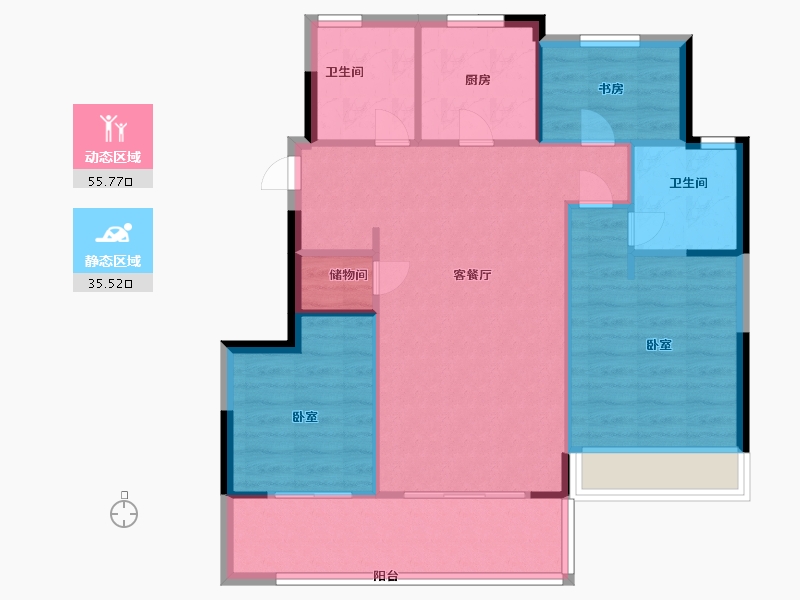 浙江省-温州市-卓越维港-83.00-户型库-动静分区