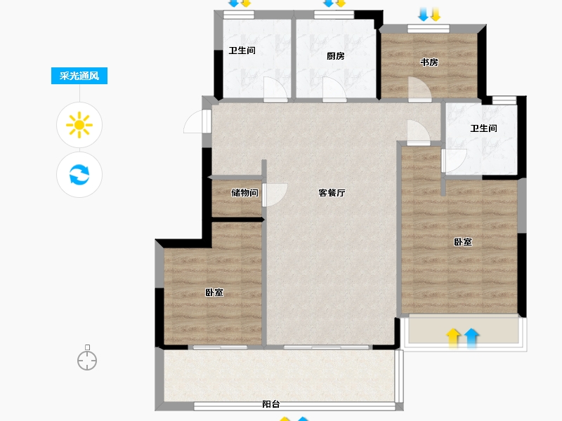 浙江省-温州市-卓越维港-83.00-户型库-采光通风