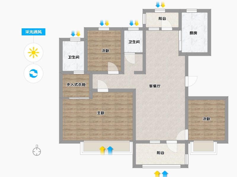 山东省-临沂市-保利 堂悦-96.00-户型库-采光通风