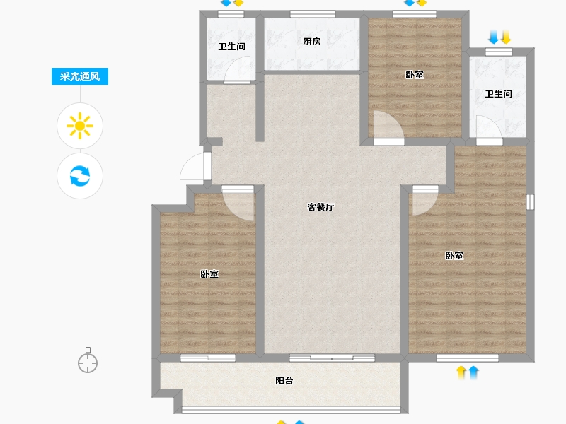 山东省-德州市-东海·玉景园-121.86-户型库-采光通风