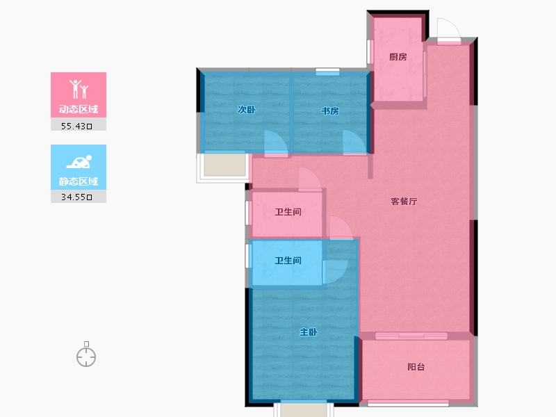 湖北省-黄冈市-麻城博森翰林城-80.99-户型库-动静分区