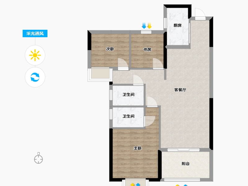 湖北省-黄冈市-麻城博森翰林城-80.99-户型库-采光通风