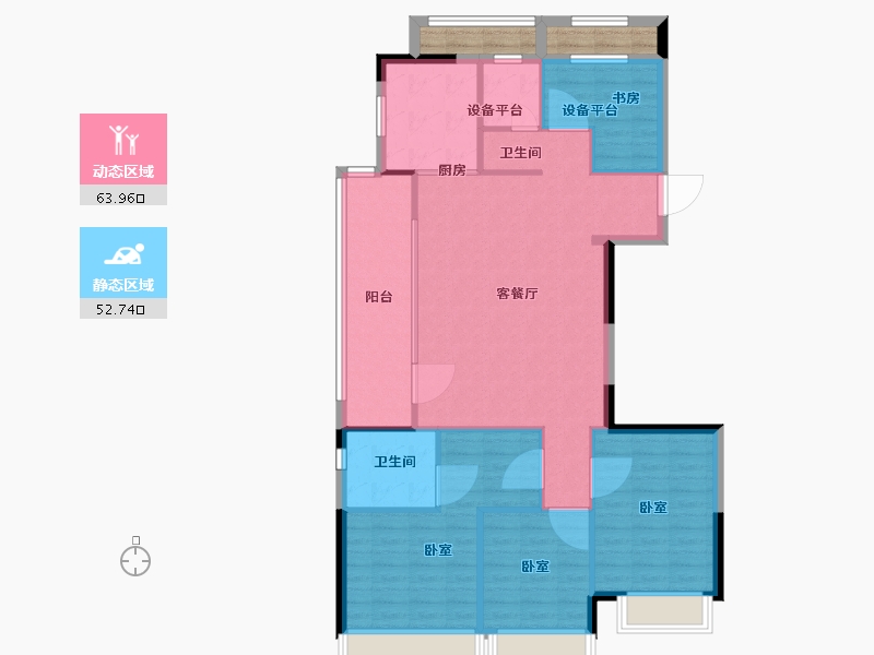 浙江省-温州市-世茂璀璨瓯江-111.01-户型库-动静分区