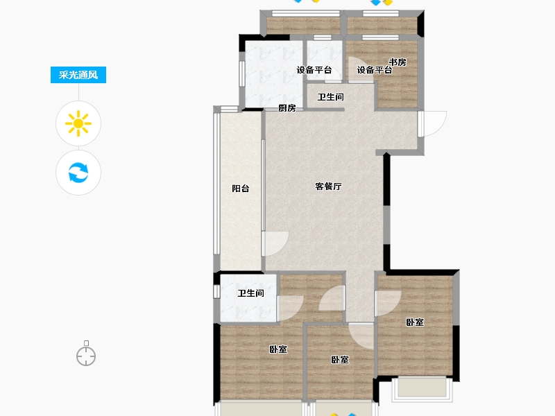 浙江省-温州市-世茂璀璨瓯江-111.01-户型库-采光通风