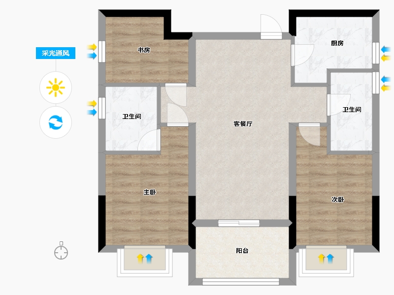 浙江省-金华市-金义君华水岸-68.00-户型库-采光通风