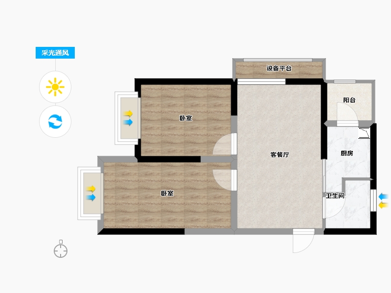 河南省-郑州市-泉舜上城-62.87-户型库-采光通风