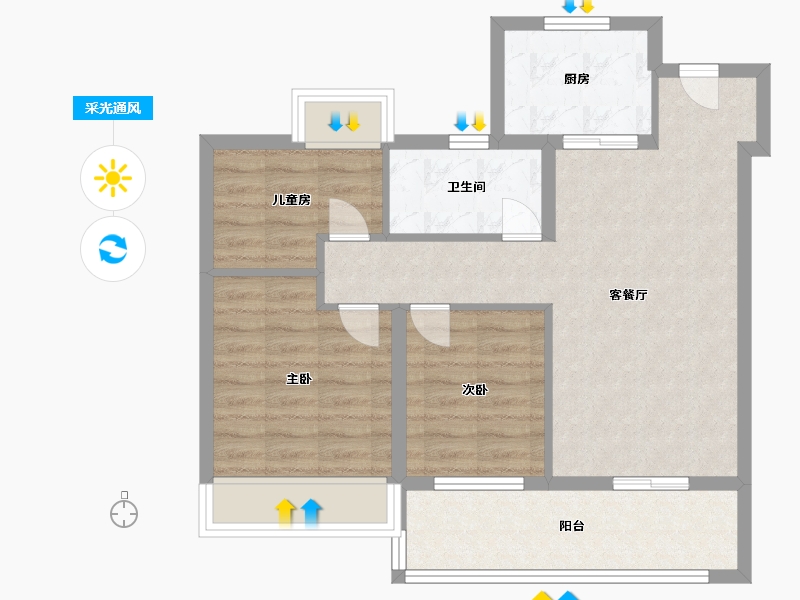 江苏省-苏州市-新城嘉樾时代花园-71.00-户型库-采光通风